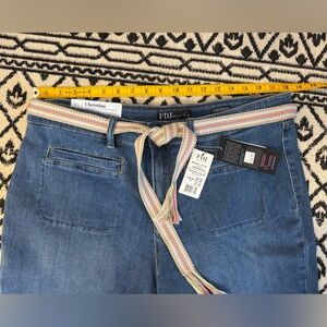 FDJ French Dressing Jeans Women's Blue Cropped Jeans with Multicolor Woven Belt